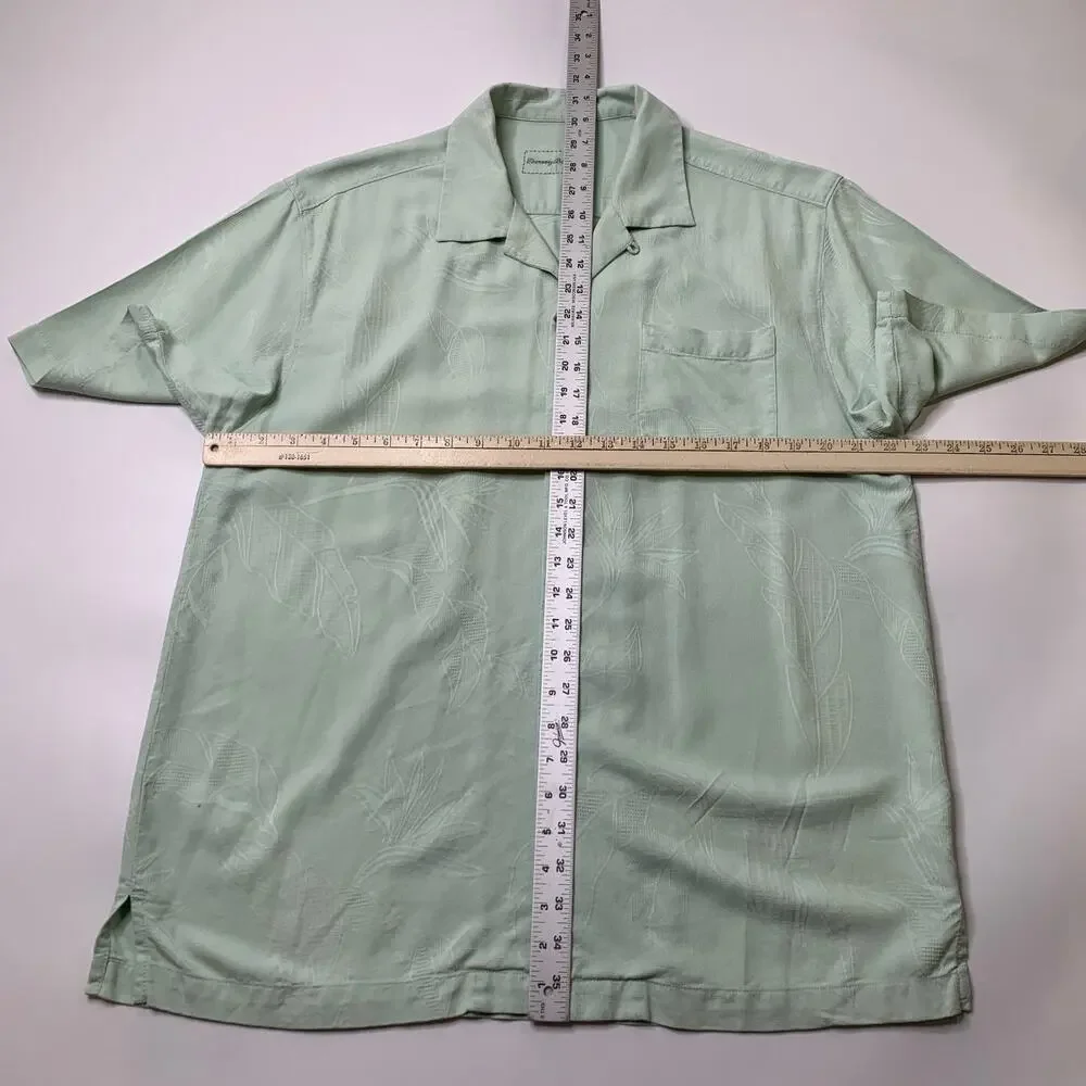 Tommy Bahama Shirt Mens L Large Mint Bedarra Garden Camp Silk Jacquard Floral